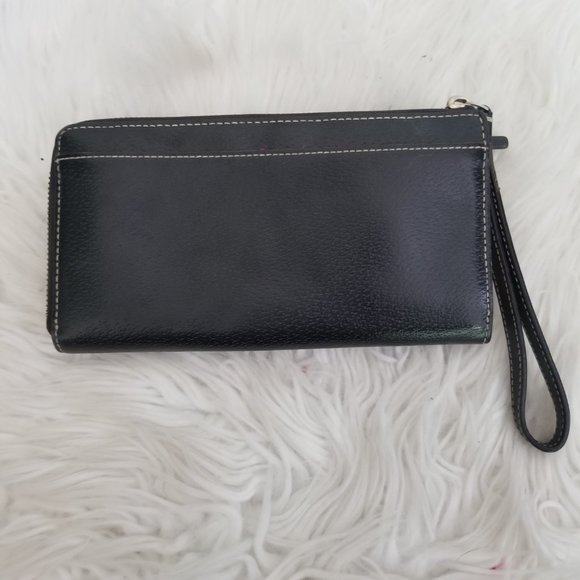 Kate Spade Large Wristlet Carryall Wallet Black Pebbled Leather Gold - Picture 4 of 13